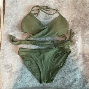 Aerie Sage Green Wrap Bikini